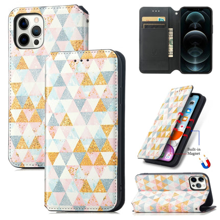 Colored Drawing Magnetic Horizontal Flip PU Leather Case with Holder & Card Slots & Wallet For iPhone 13 Pro(Nordic Rhombus)-garmade.com