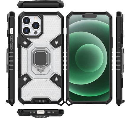 Space PC+TPU Ring Holder Protective Case For iPhone 13 Pro Max(White)-garmade.com