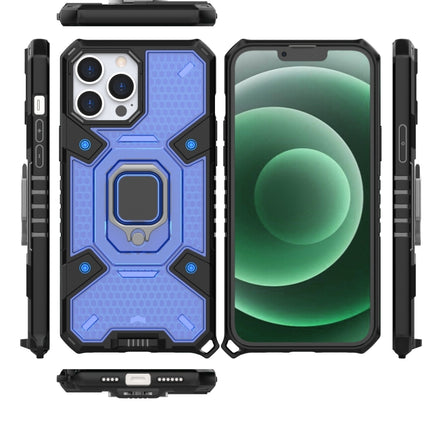 Space PC+TPU Ring Holder Protective Case For iPhone 13 Pro Max(Blue)-garmade.com