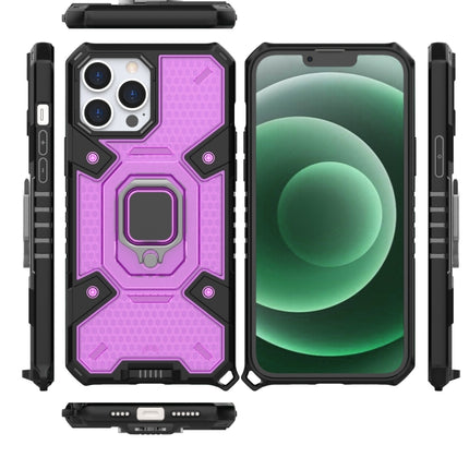 Space PC+TPU Ring Holder Protective Case For iPhone 13 Pro Max(Purple)-garmade.com