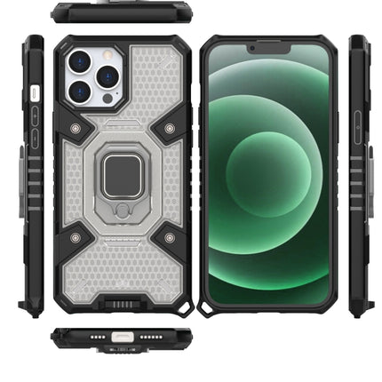 Space PC+TPU Ring Holder Protective Case For iPhone 13 Pro Max(Grey)-garmade.com