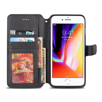 For iPhone 6 / 6s AZNS Calf Texture Magnetic Horizontal Flip PU Leather Case with Holder & Card Slots & Photo Frame(Black)-garmade.com