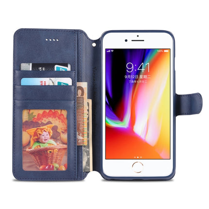 For iPhone 6 / 6s AZNS Calf Texture Magnetic Horizontal Flip PU Leather Case with Holder & Card Slots & Photo Frame(Blue)-garmade.com