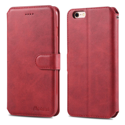 For iPhone 6 / 6s AZNS Calf Texture Magnetic Horizontal Flip PU Leather Case with Holder & Card Slots & Photo Frame(Red)-garmade.com