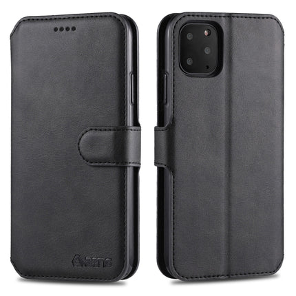 For iPhone 11 Pro Max AZNS Calf Texture Magnetic Horizontal Flip PU Leather Case with Holder & Card Slots & Photo Frame(Black)-garmade.com