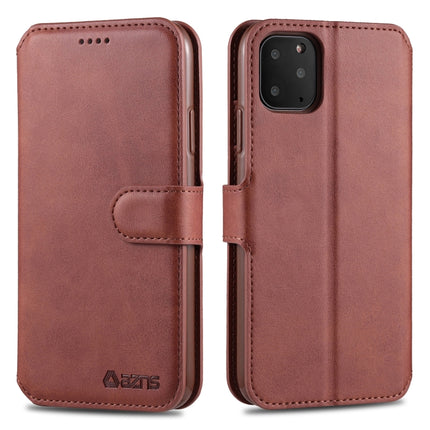 For iPhone 11 Pro Max AZNS Calf Texture Magnetic Horizontal Flip PU Leather Case with Holder & Card Slots & Photo Frame(Brown)-garmade.com