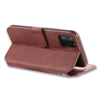 For iPhone 11 Pro Max AZNS Calf Texture Magnetic Horizontal Flip PU Leather Case with Holder & Card Slots & Photo Frame(Brown)-garmade.com