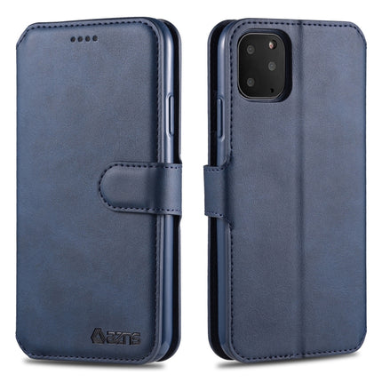 For iPhone 11 Pro Max AZNS Calf Texture Magnetic Horizontal Flip PU Leather Case with Holder & Card Slots & Photo Frame(Blue)-garmade.com