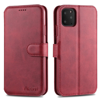 For iPhone 11 Pro Max AZNS Calf Texture Magnetic Horizontal Flip PU Leather Case with Holder & Card Slots & Photo Frame(Red)-garmade.com