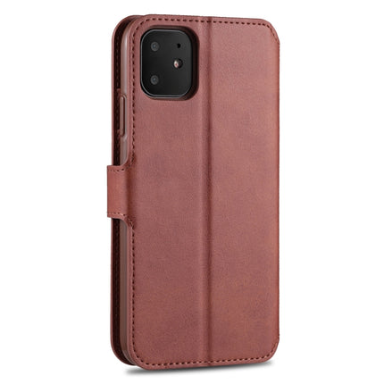 For iPhone 11 AZNS Calf Texture Magnetic Horizontal Flip PU Leather Case with Holder & Card Slots & Photo Frame(Brown)-garmade.com