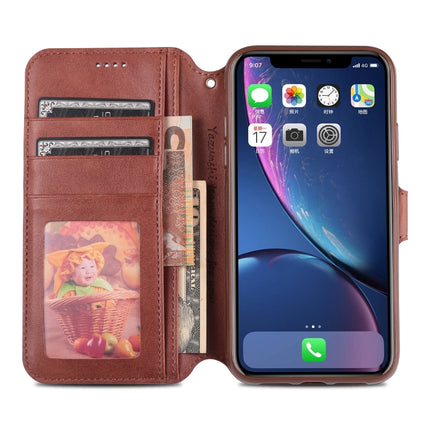 For iPhone 11 AZNS Calf Texture Magnetic Horizontal Flip PU Leather Case with Holder & Card Slots & Photo Frame(Blue)-garmade.com