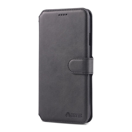 For iPhone X / XS AZNS Calf Texture Magnetic Horizontal Flip PU Leather Case with Holder & Card Slots & Photo Frame(Black)-garmade.com