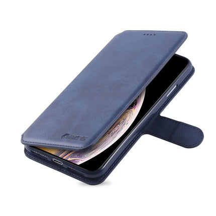 For iPhone X / XS AZNS Calf Texture Magnetic Horizontal Flip PU Leather Case with Holder & Card Slots & Photo Frame(Blue)-garmade.com