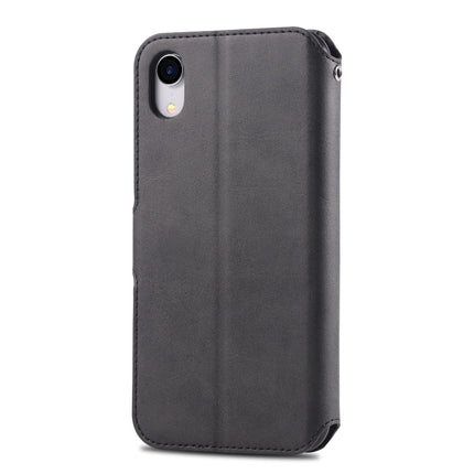For iPhone XR AZNS Calf Texture Magnetic Horizontal Flip PU Leather Case with Holder & Card Slots & Photo Frame(Black)-garmade.com