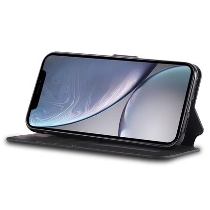 For iPhone XR AZNS Calf Texture Magnetic Horizontal Flip PU Leather Case with Holder & Card Slots & Photo Frame(Black)-garmade.com