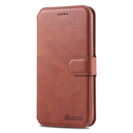 For iPhone XR AZNS Calf Texture Magnetic Horizontal Flip PU Leather Case with Holder & Card Slots & Photo Frame(Brown)-garmade.com