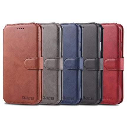 For iPhone XR AZNS Calf Texture Magnetic Horizontal Flip PU Leather Case with Holder & Card Slots & Photo Frame(Brown)-garmade.com