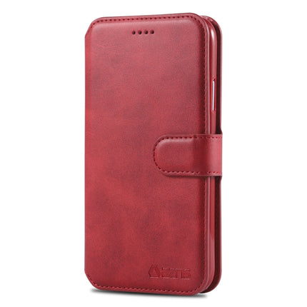 For iPhone XR AZNS Calf Texture Magnetic Horizontal Flip PU Leather Case with Holder & Card Slots & Photo Frame(Red)-garmade.com