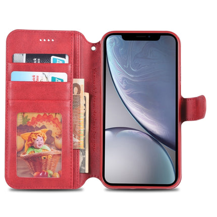 For iPhone XR AZNS Calf Texture Magnetic Horizontal Flip PU Leather Case with Holder & Card Slots & Photo Frame(Red)-garmade.com