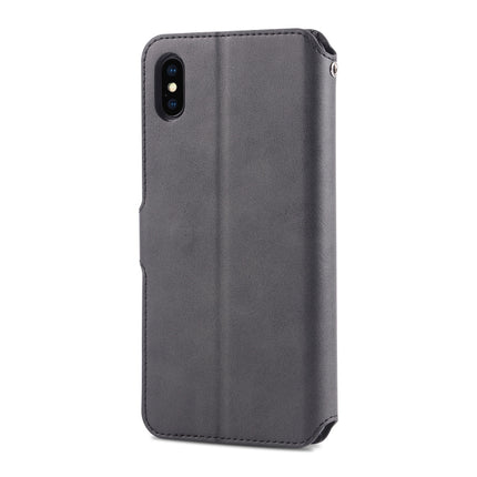 For iPhone XS Max AZNS Calf Texture Magnetic Horizontal Flip PU Leather Case with Holder & Card Slots & Photo Frame(Black)-garmade.com