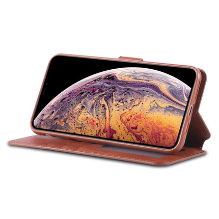 For iPhone XS Max AZNS Calf Texture Magnetic Horizontal Flip PU Leather Case with Holder & Card Slots & Photo Frame(Brown)-garmade.com