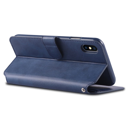 For iPhone XS Max AZNS Calf Texture Magnetic Horizontal Flip PU Leather Case with Holder & Card Slots & Photo Frame(Blue)-garmade.com