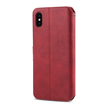 For iPhone XS Max AZNS Calf Texture Magnetic Horizontal Flip PU Leather Case with Holder & Card Slots & Photo Frame(Red)-garmade.com