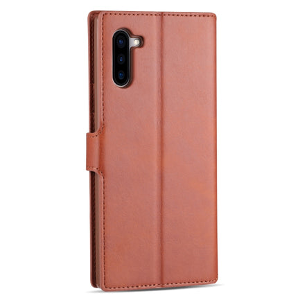 For Galaxy Note 10 AZNS Calf Texture Magnetic Horizontal Flip PU Leather Case with Holder & Card Slots & Photo Frame(Brown)-garmade.com