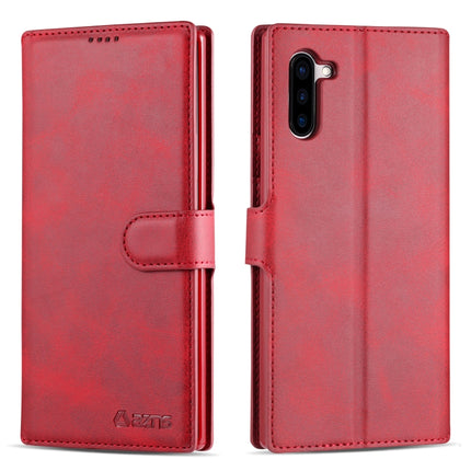 For Galaxy Note 10 AZNS Calf Texture Magnetic Horizontal Flip PU Leather Case with Holder & Card Slots & Photo Frame(Red)-garmade.com