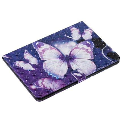 For iPad 10.2 / Pro 10.5 / Air 2019 3D Colored Drawing Horizontal Flip Leather Case with Holder & Card Slots & Wallet & Sleep / Wake-up Function(Purple Butterfly)-garmade.com