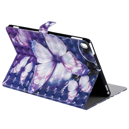 For iPad 10.2 / Pro 10.5 / Air 2019 3D Colored Drawing Horizontal Flip Leather Case with Holder & Card Slots & Wallet & Sleep / Wake-up Function(Purple Butterfly)-garmade.com