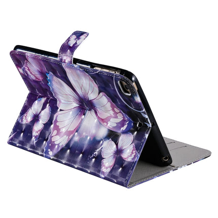 For iPad Mini 2019 & 4 & 3 & 2 & 1 3D Colored Drawing Horizontal Flip Leather Case with Holder & Card Slots & Wallet & Sleep / Wake-up Function(Purple Butterfly)-garmade.com