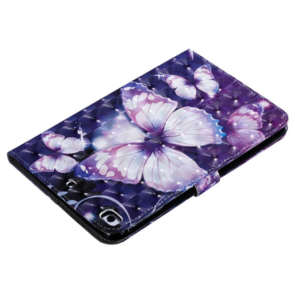 For iPad Mini 2019 & 4 & 3 & 2 & 1 3D Colored Drawing Horizontal Flip Leather Case with Holder & Card Slots & Wallet & Sleep / Wake-up Function(Purple Butterfly)-garmade.com