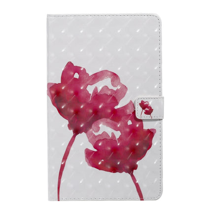 For Galaxy Tab A 8.0 (2019) T295/T290 3D Colored Drawing Horizontal Flip Leather Case with Holder & Card Slots & Wallet (Red Rose)-garmade.com