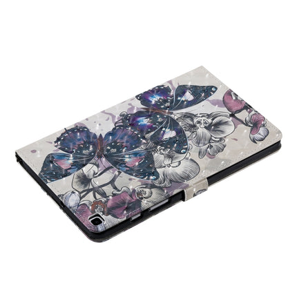 For Galaxy Tab A 8.0 (2019) T295/T290 3D Colored Drawing Horizontal Flip Leather Case with Holder & Card Slots & Wallet (Black Butterfly)-garmade.com