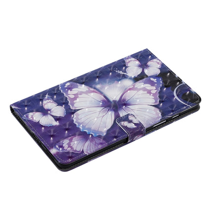 For Galaxy Tab A 8.0 (2019) T295/T290 3D Colored Drawing Horizontal Flip Leather Case with Holder & Card Slots & Wallet (Purple Butterfly)-garmade.com