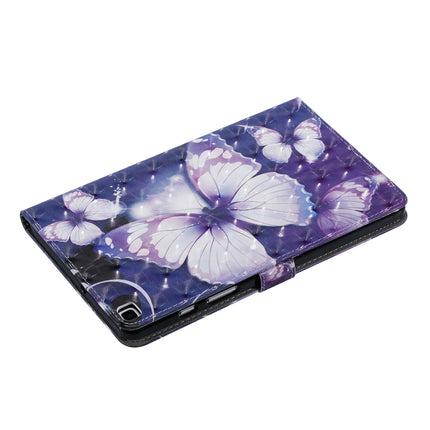 For Galaxy Tab A 8.0 (2019) T295/T290 3D Colored Drawing Horizontal Flip Leather Case with Holder & Card Slots & Wallet (Purple Butterfly)-garmade.com