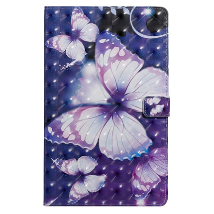 For Galaxy Tab A 10.1 (2019) 3D Colored Drawing Horizontal Flip Leather Case with Holder & Card Slots & Wallet (Purple Butterfly)-garmade.com