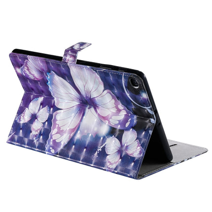 For Galaxy Tab A 10.1 (2019) 3D Colored Drawing Horizontal Flip Leather Case with Holder & Card Slots & Wallet (Purple Butterfly)-garmade.com