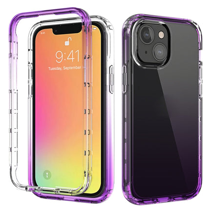 Shockproof High Transparency Two-color Gradual Change PC+TPU Candy Colors Protective Case For iPhone 13 mini(Purple)-garmade.com