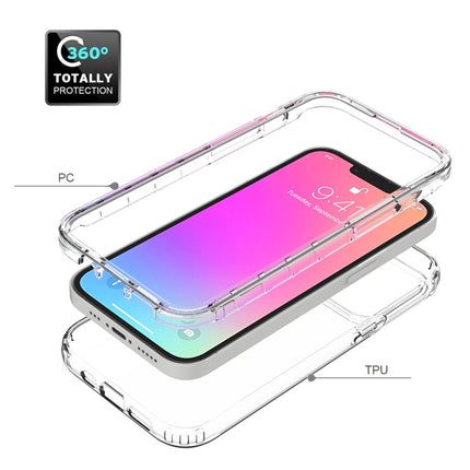 Shockproof High Transparency Two-color Gradual Change PC+TPU Candy Colors Protective Case For iPhone 13 (Black)-garmade.com