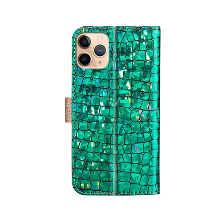Laser Glitter Powder Matching Crocodile Texture Horizontal Flip Leather Case with Card Slots & Holder & Wallet For iPhone 13 Pro Max(Green)-garmade.com
