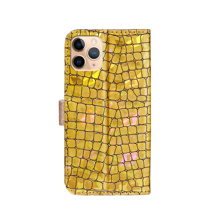 Laser Glitter Powder Matching Crocodile Texture Horizontal Flip Leather Case with Card Slots & Holder & Wallet For iPhone 13 Pro Max(Gold)-garmade.com