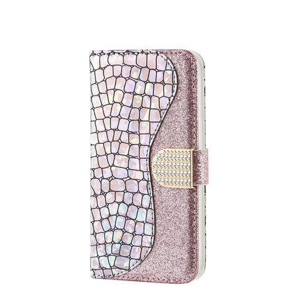 Laser Glitter Powder Matching Crocodile Texture Horizontal Flip Leather Case with Card Slots & Holder & Wallet For iPhone 13 Pro(Silver)-garmade.com