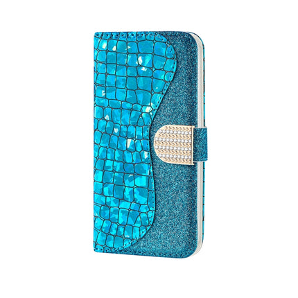 Laser Glitter Powder Matching Crocodile Texture Horizontal Flip Leather Case with Card Slots & Holder & Wallet For iPhone 13 Pro(Blue)-garmade.com