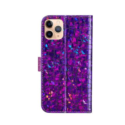 Laser Glitter Powder Matching Crocodile Texture Horizontal Flip Leather Case with Card Slots & Holder & Wallet For iPhone 13 Pro(Purple)-garmade.com