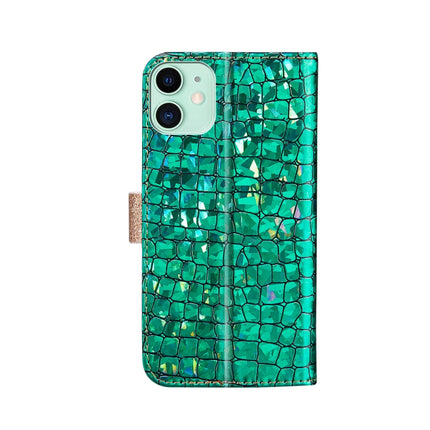 Laser Glitter Powder Matching Crocodile Texture Horizontal Flip Leather Case with Card Slots & Holder & Wallet For iPhone 13(Green)-garmade.com
