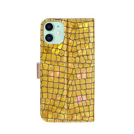 Laser Glitter Powder Matching Crocodile Texture Horizontal Flip Leather Case with Card Slots & Holder & Wallet For iPhone 13(Gold)-garmade.com