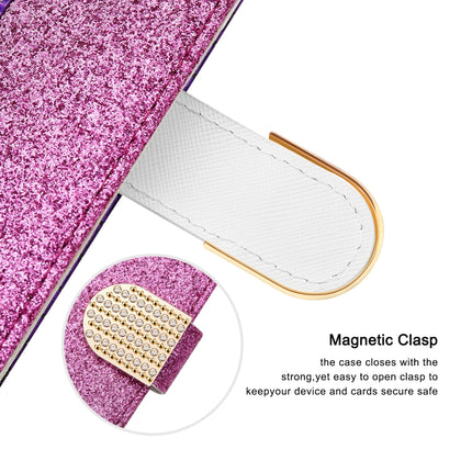 Laser Glitter Powder Matching Crocodile Texture Horizontal Flip Leather Case with Card Slots & Holder & Wallet For iPhone 13(Purple)-garmade.com