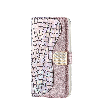 Laser Glitter Powder Matching Crocodile Texture Horizontal Flip Leather Case with Card Slots & Holder & Wallet For iPhone 13 mini(Silver)-garmade.com